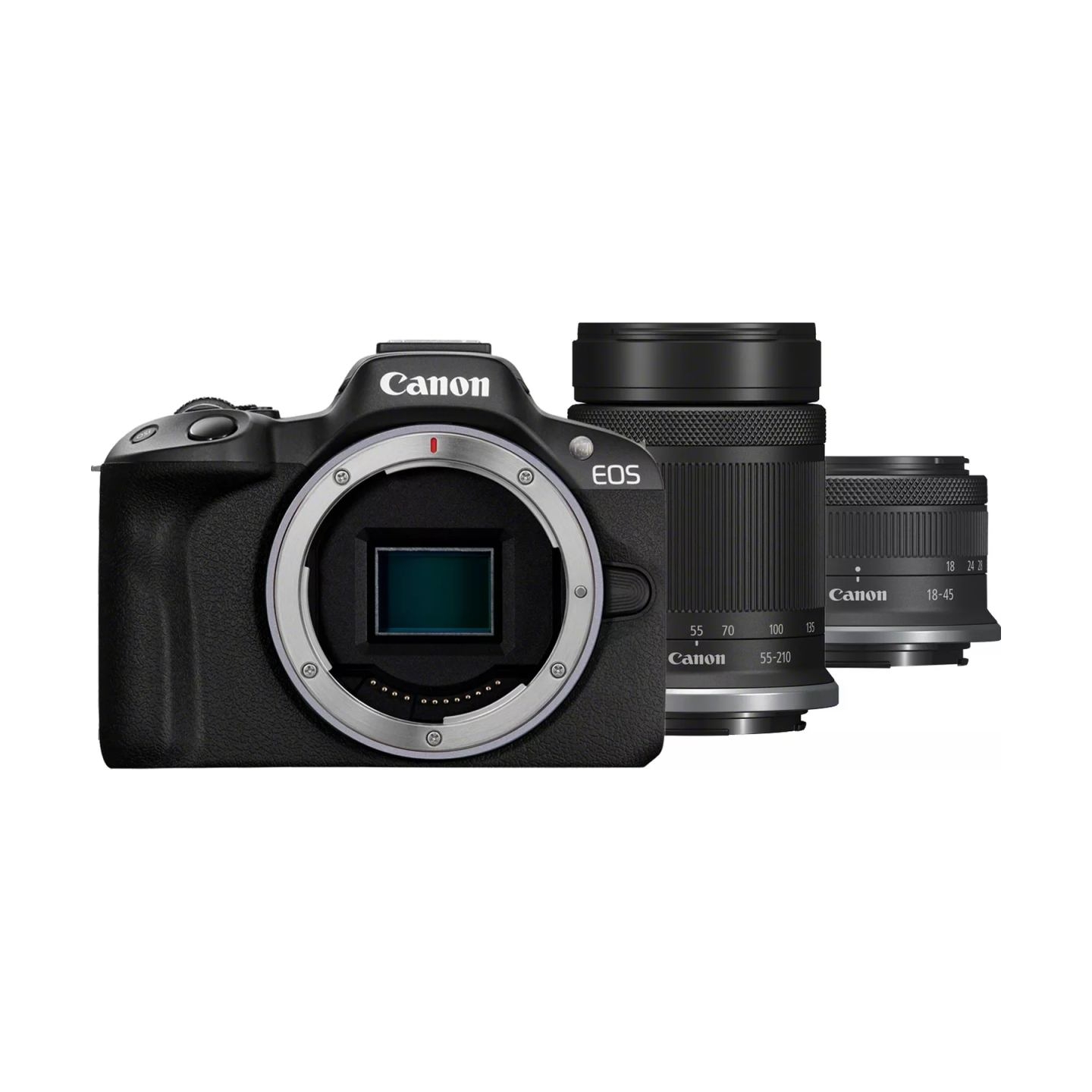 Canon | EOS R50 + RF-S 18-45mm F4.5-6.3 IS STM + RF-S 55-210mm F5-7.1 IS STM (SIP) | Megapixel 24.2 MP | Image stabilizer | ISO 