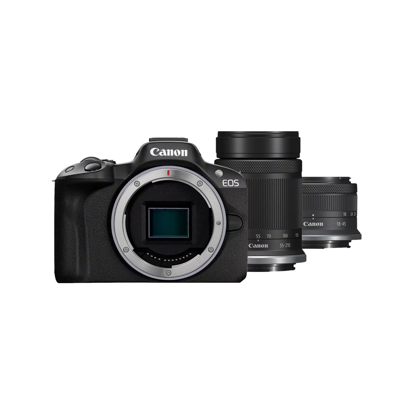 Canon | EOS R50 + RF-S 18-45mm F4.5-6.3 IS STM + RF-S 55-210mm F5-7.1 IS STM (SIP) | Megapixel 24.2 MP | Image stabilizer | ISO 