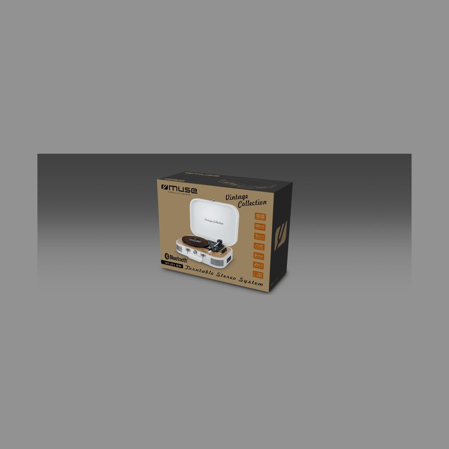 Muse | Turntable Stereo System | MT-201WW | Turntable Stereo System | USB port | AUX in
