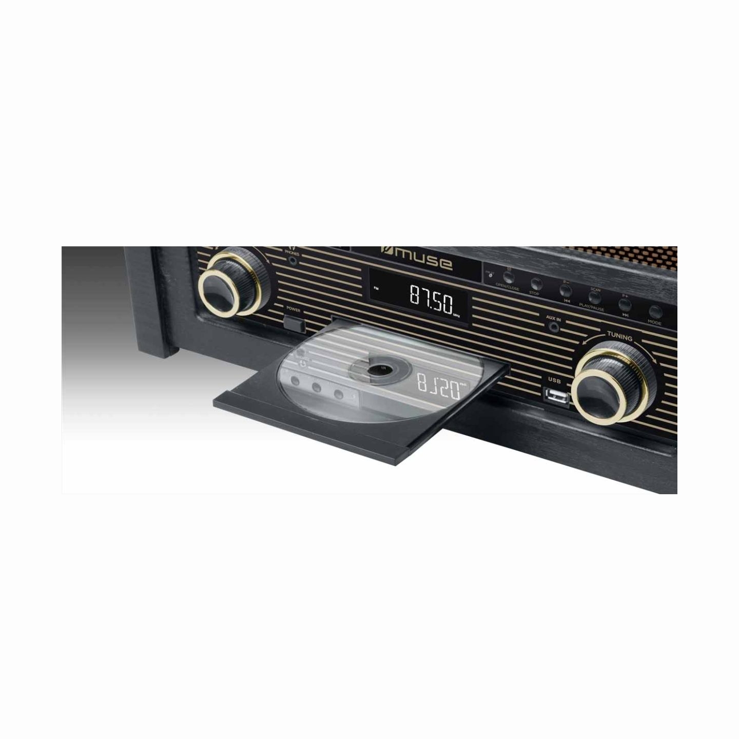 Muse | Turntable micro system | MT-115W | USB port | AUX in | CD player | FM radio | Wireless connection