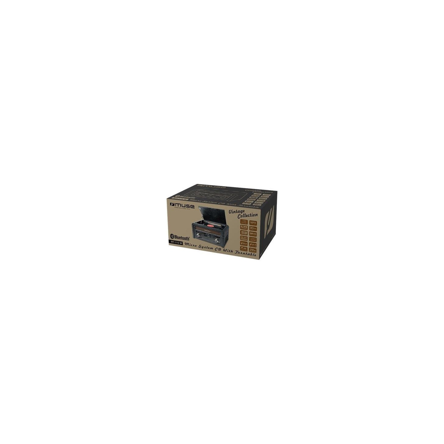 Muse | Turntable micro system | MT-115W | USB port | AUX in | CD player | FM radio | Wireless connection