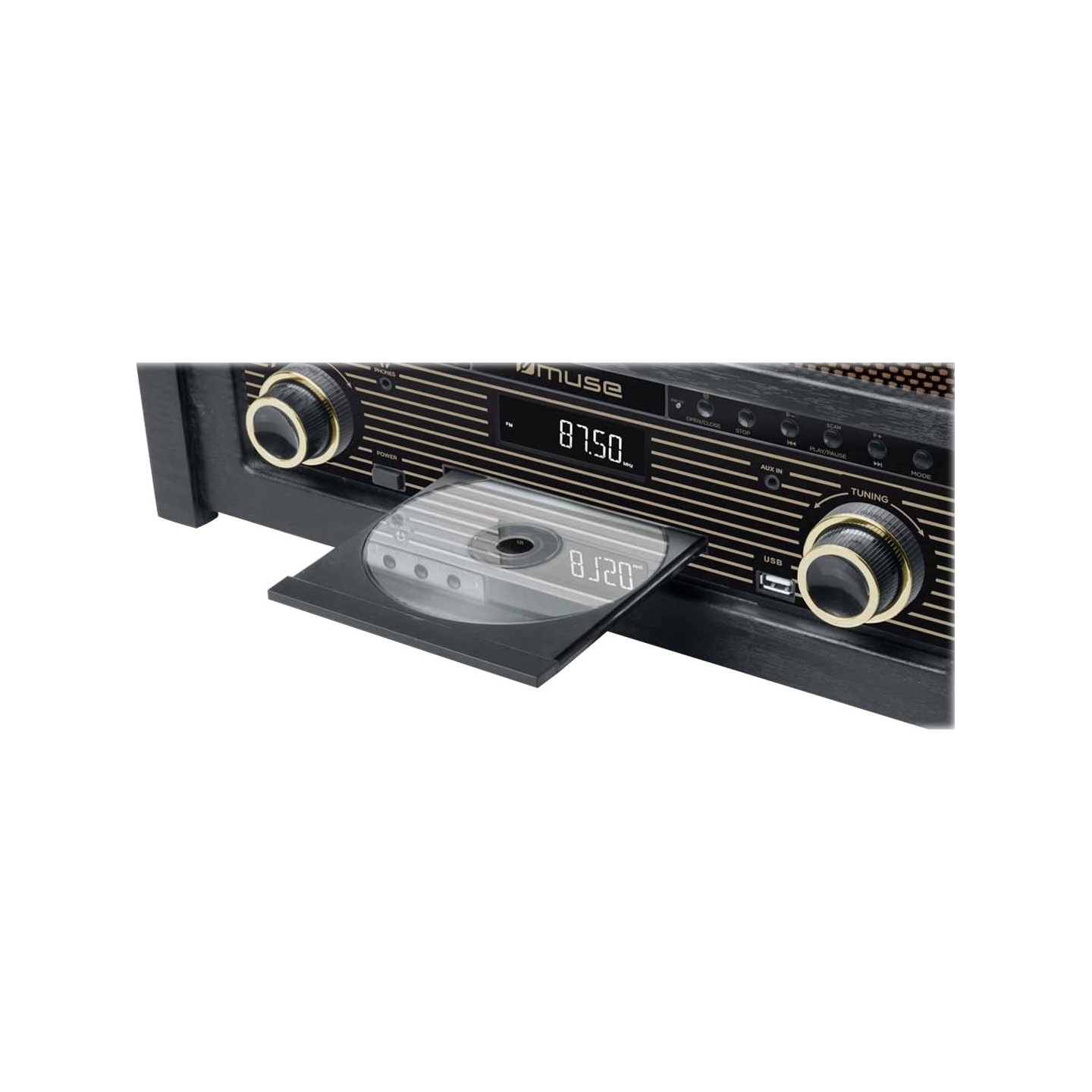 Muse | Turntable micro system | MT-115W | USB port | AUX in | CD player | FM radio | Wireless connection