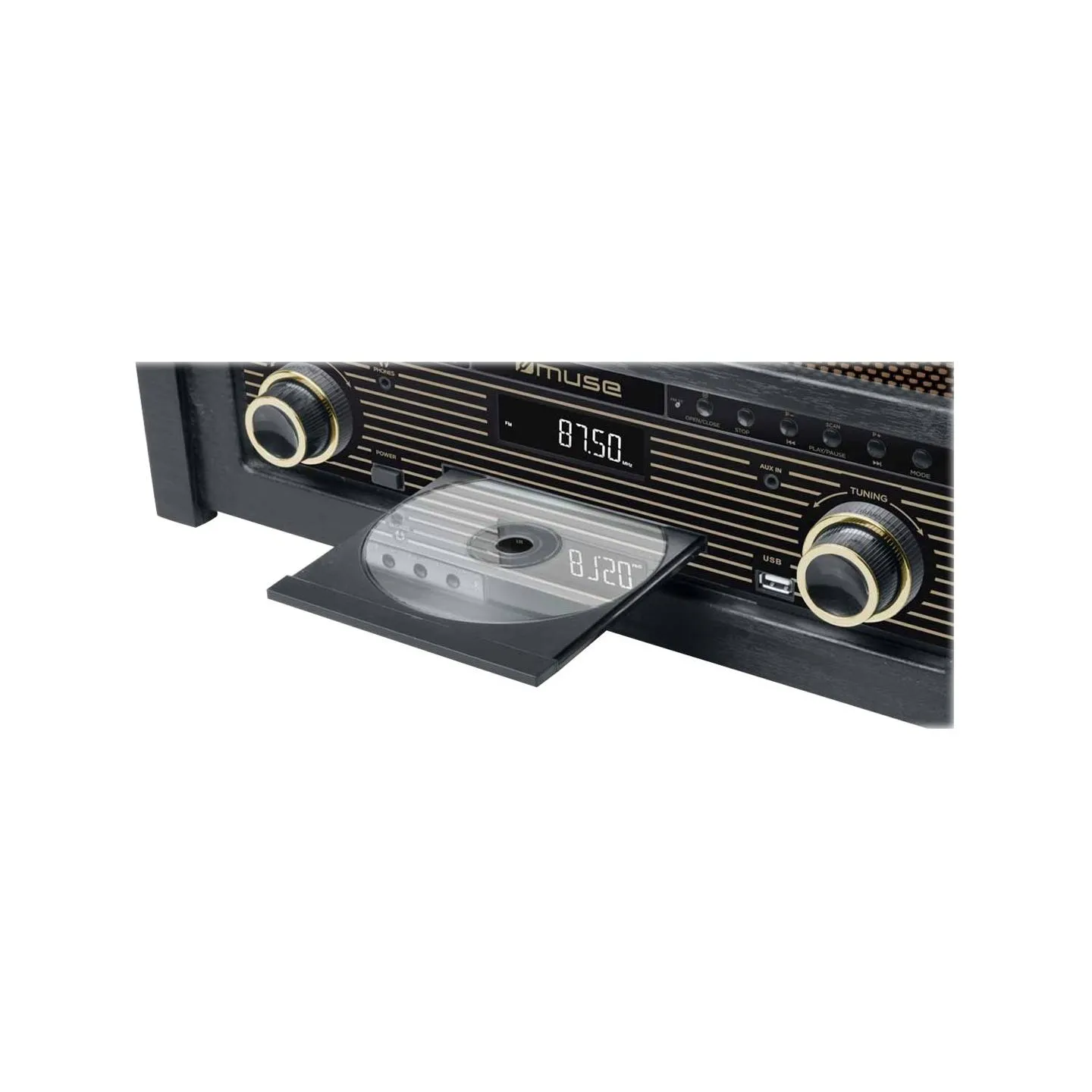 Muse | Turntable micro system | MT-115W | USB port | AUX in | CD player | FM radio | Wireless connection