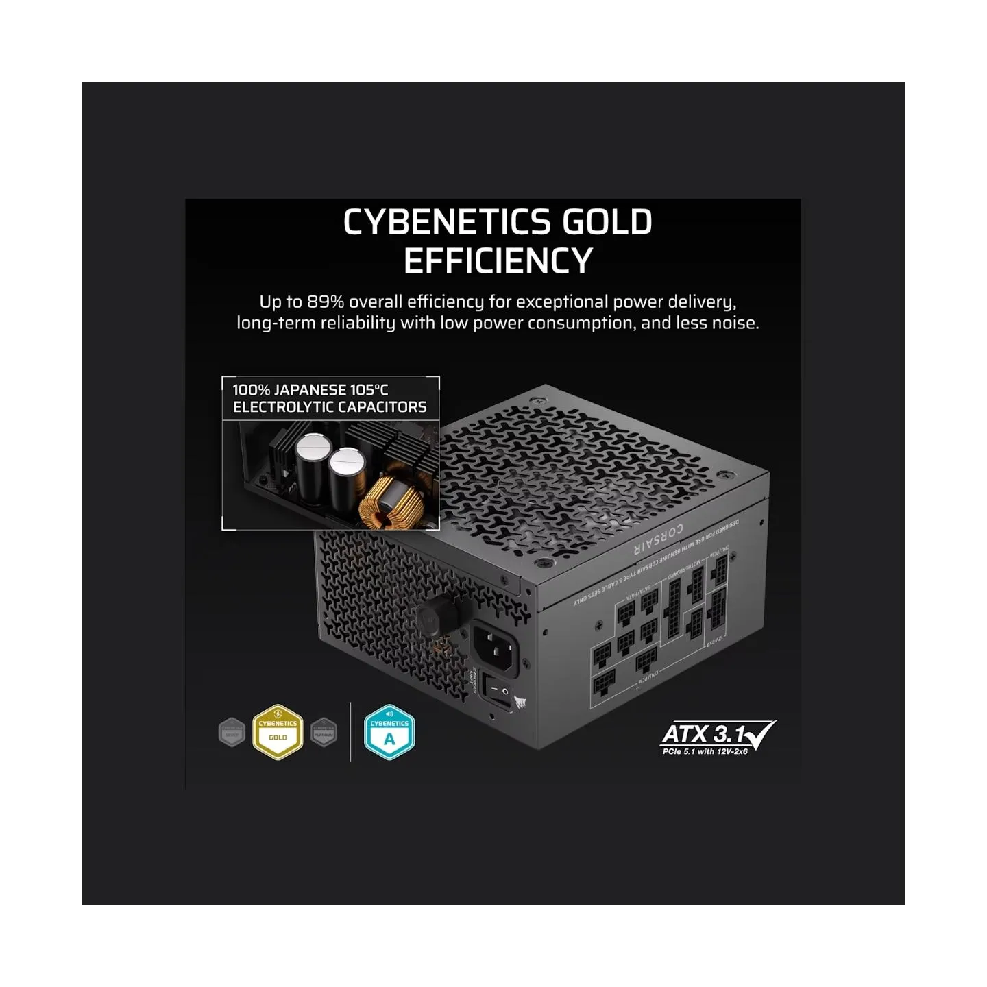 Corsair Fully Modular ATX Power Supply (EU) | RM1000x SHIFT | 1000 W | Black