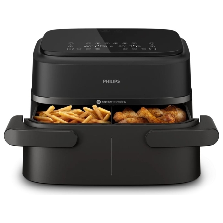 Philips Airfryer Dual Basket | NA150/00 1000 Series | Power 2450 W | Capacity 7 L | RapidAir Plus | Black