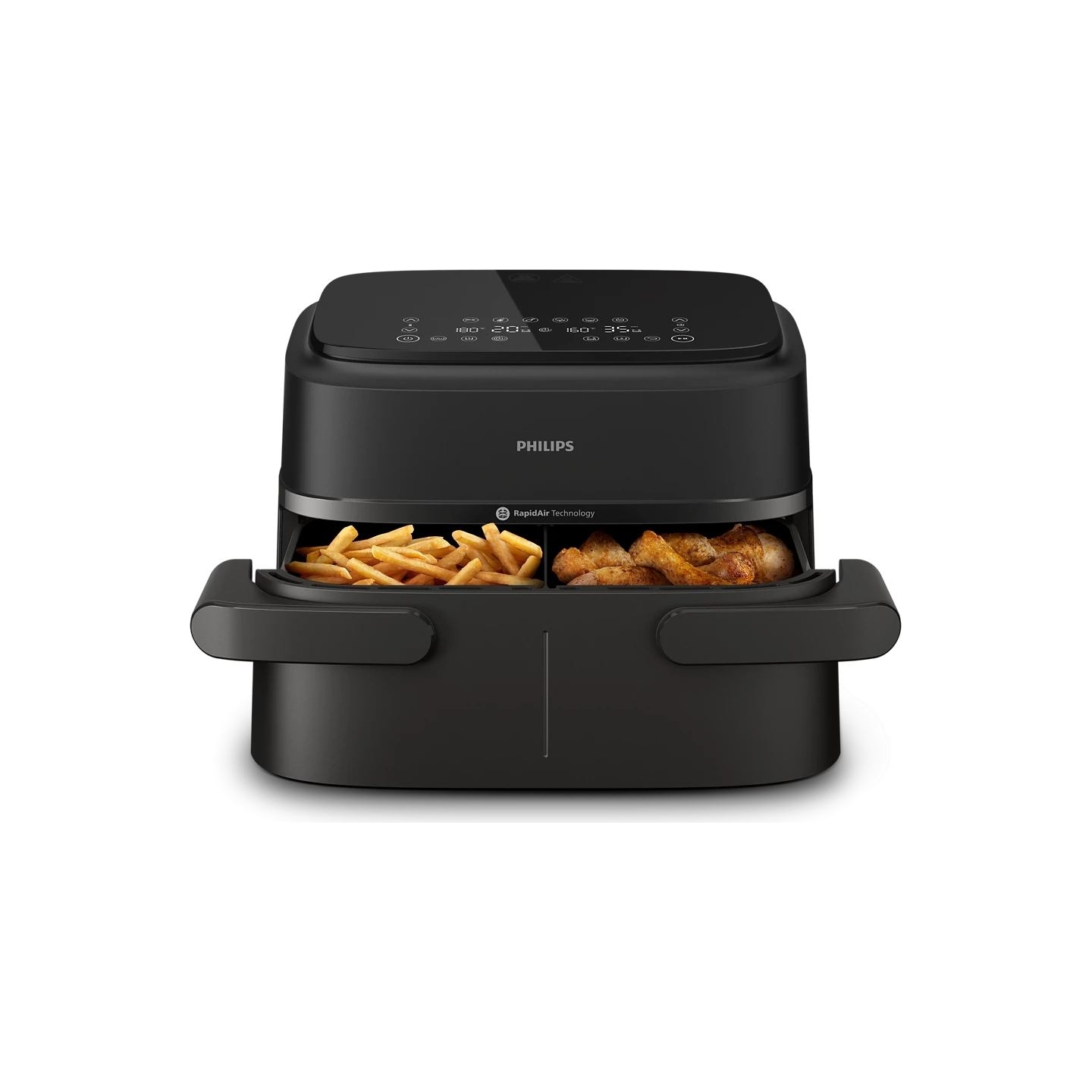 Philips Airfryer Dual Basket | NA150/00 1000 Series | Power 2450 W | Capacity 7 L | RapidAir Plus | Black