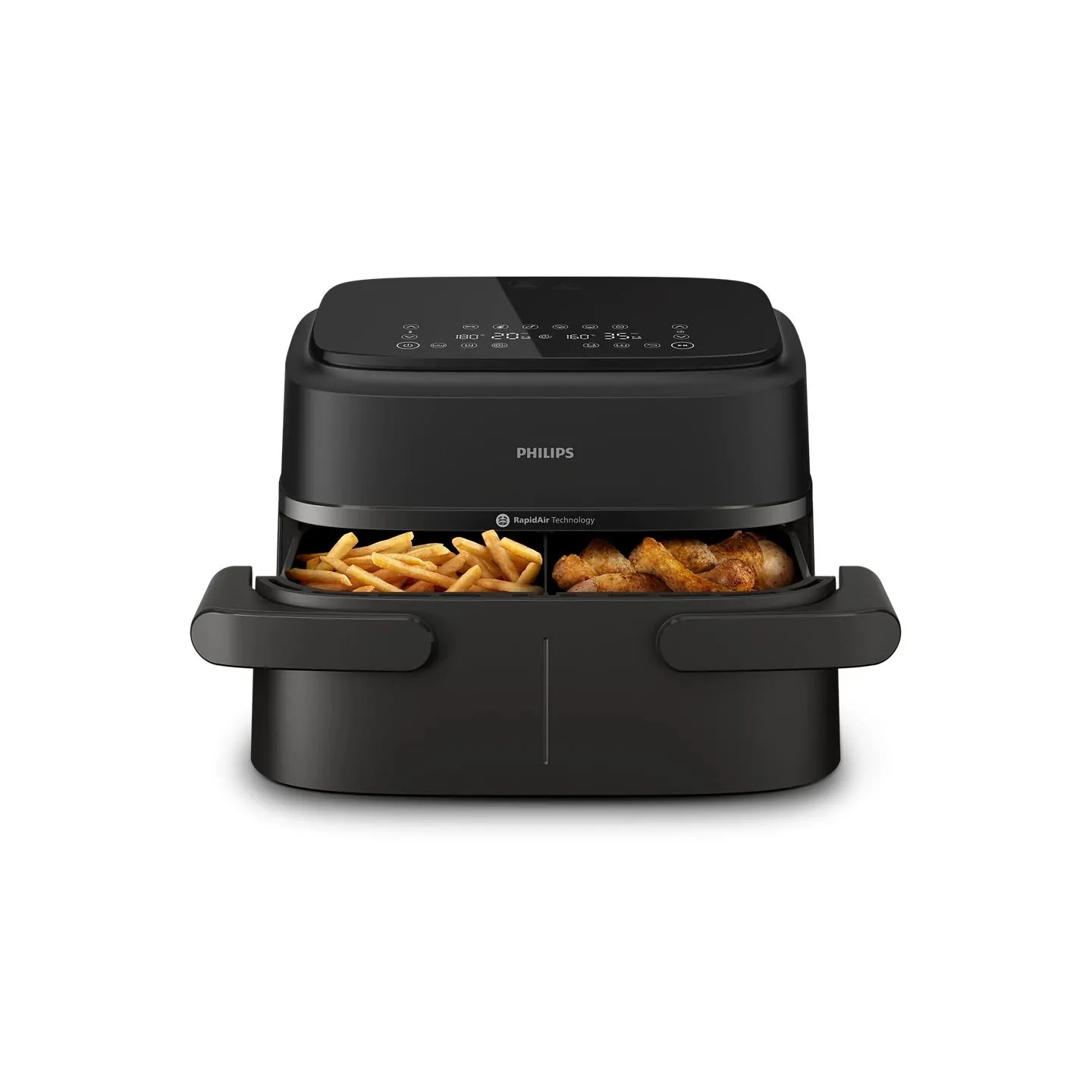 Philips Airfryer Dual Basket | NA150/00 1000 Series | Power 2450 W | Capacity 7 L | RapidAir Plus | Black
