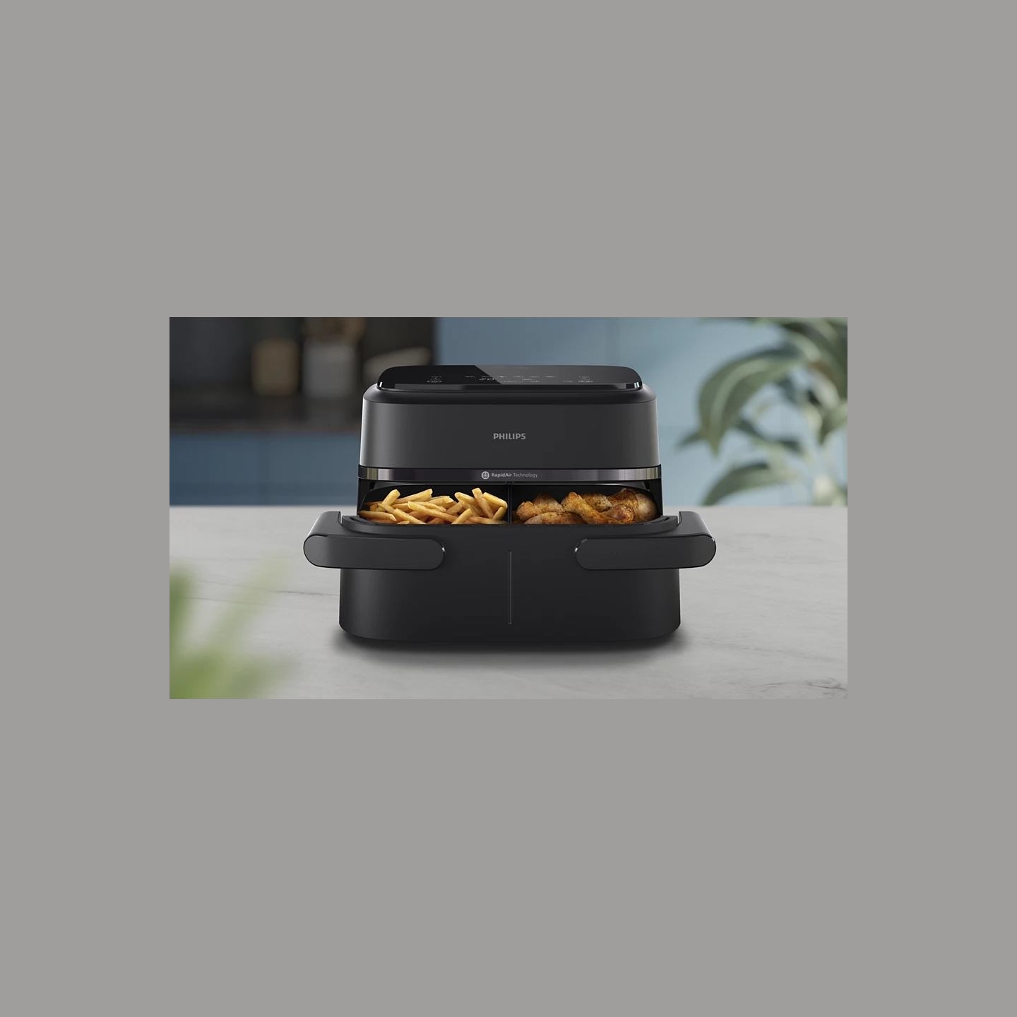 Philips Airfryer Dual Basket | NA150/00 1000 Series | Power 2450 W | Capacity 7 L | RapidAir Plus | Black