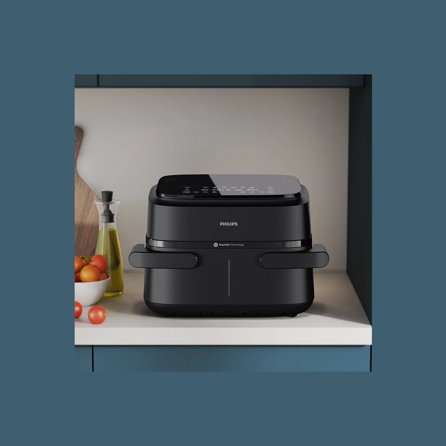 Philips Airfryer Dual Basket | NA150/00 1000 Series | Power 2450 W | Capacity 7 L | RapidAir Plus | Black