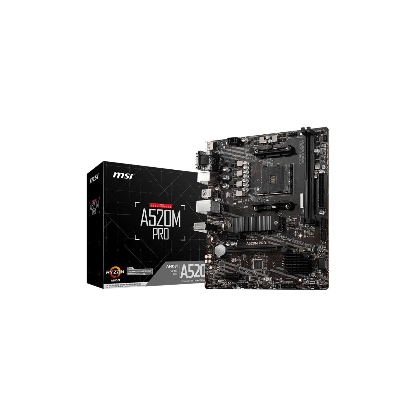 MSI A520M PRO AM4 2DDR4 DP/VGA/HDMI USB3.2 mATX