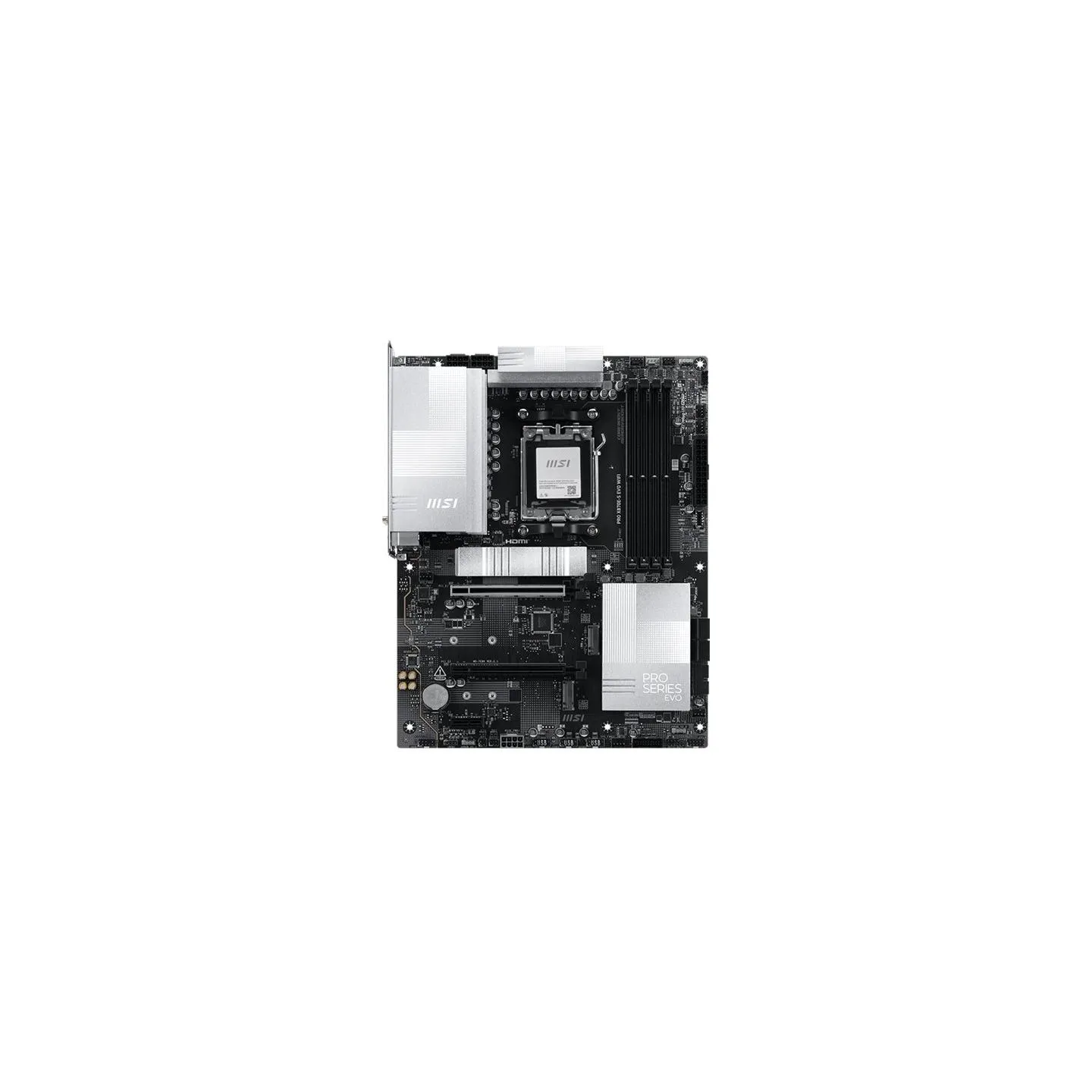 MSI PRO X870E-S EVO WIFI | Processor family AMD | Processor socket AM5 | DDR5 | Supported hard disk drive interfaces SATA, M.2 |