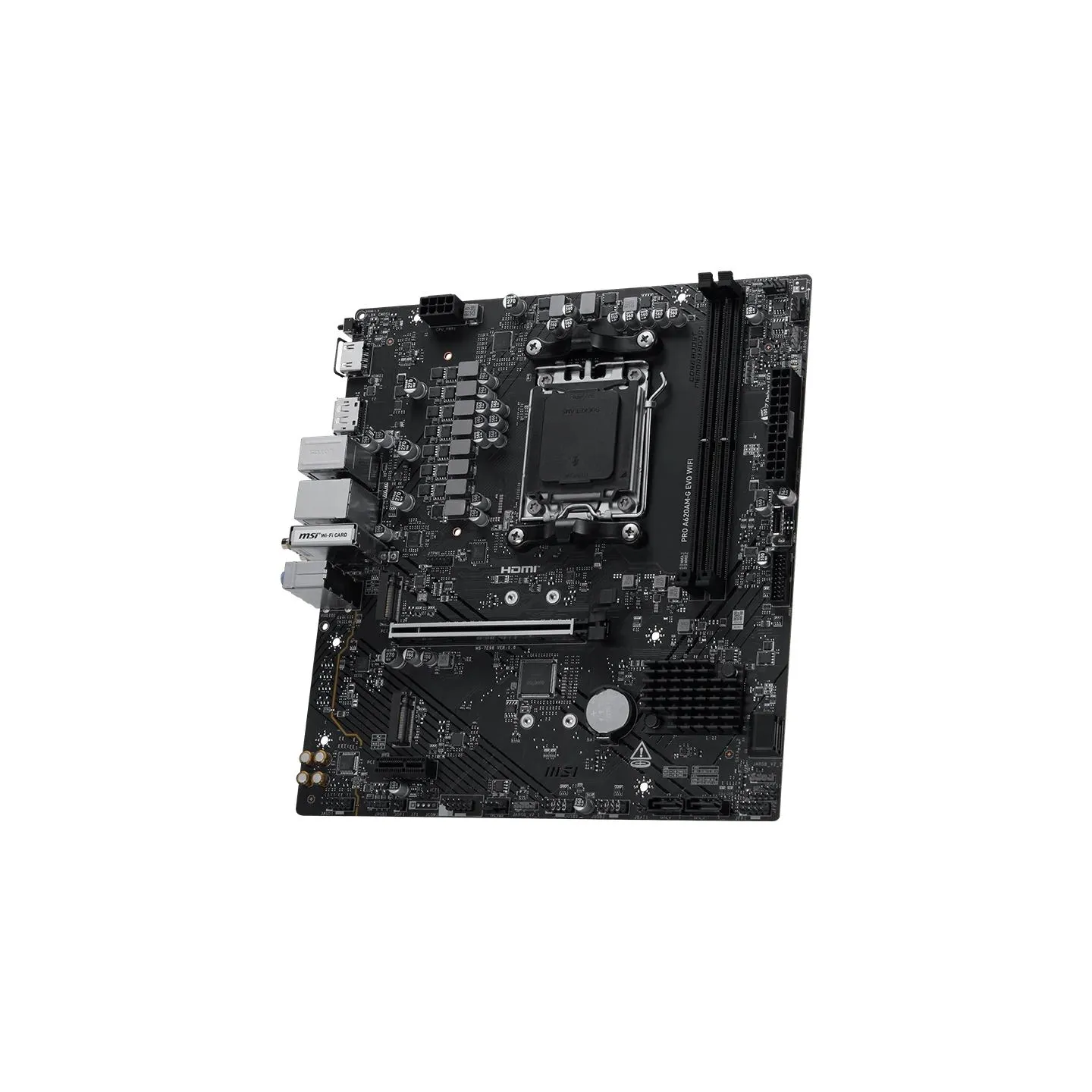 MSI PRO A620AM-G EVO WIFI | Processor family AMD | Processor socket AM5 | DDR5 | Number of SATA connectors 4 | Supported hard di