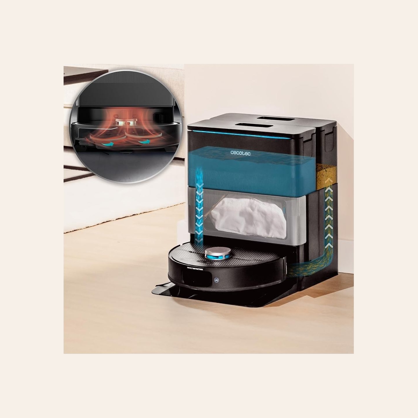 Cecotec Conga X70 | Robot Vacuum Cleaner | Operating time (max) 240 min | Wet&Dry | 5200 mAh | 15000 Pa | Black
