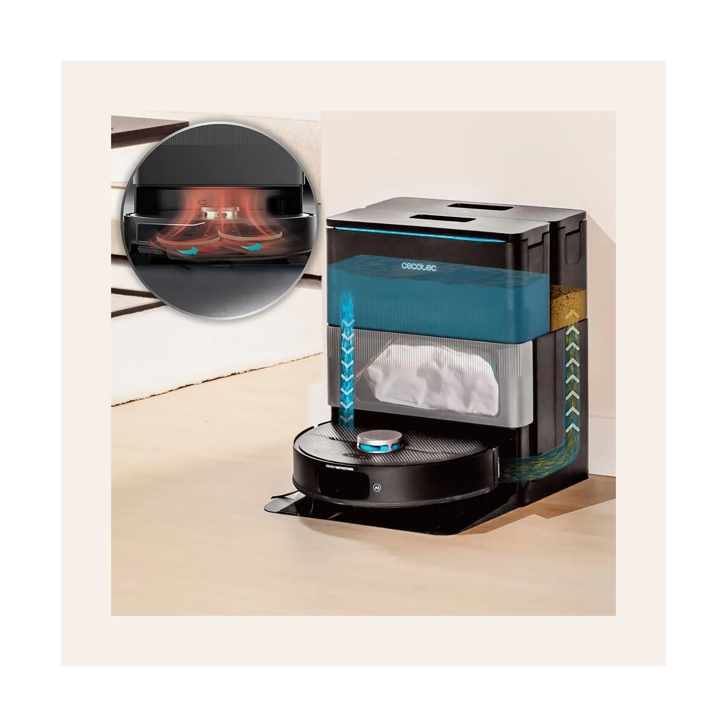 Cecotec Conga X70 | Robot Vacuum Cleaner | Operating time (max) 240 min | Wet&Dry | 5200 mAh | 15000 Pa | Black