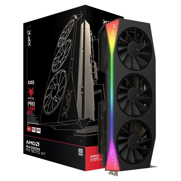 XFX Mercury AMD Radeon RX 9070XT OC Gaming Edition with RGB 16GB GDDR6, HDMI 3xDP