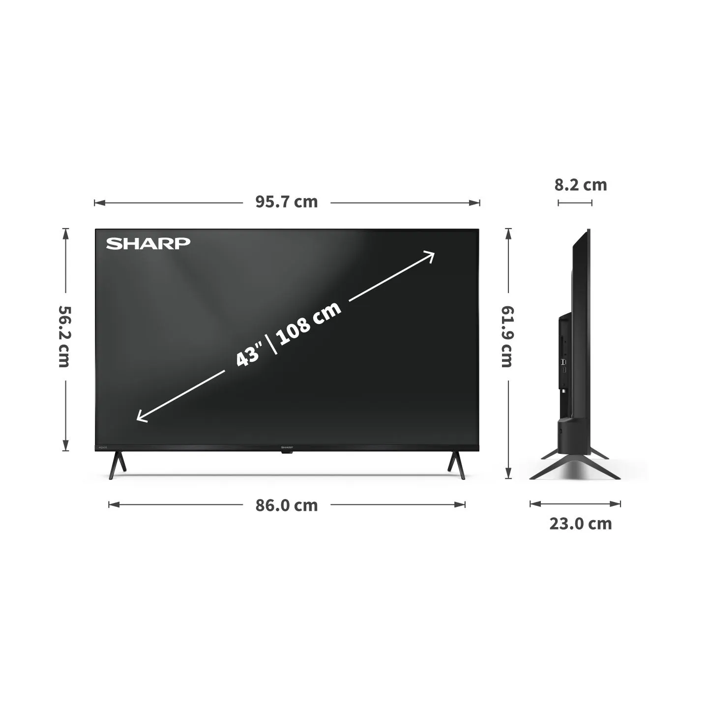 Sharp | 43HL4265E | 43 | Smart TV | Google TV | UHD | Black