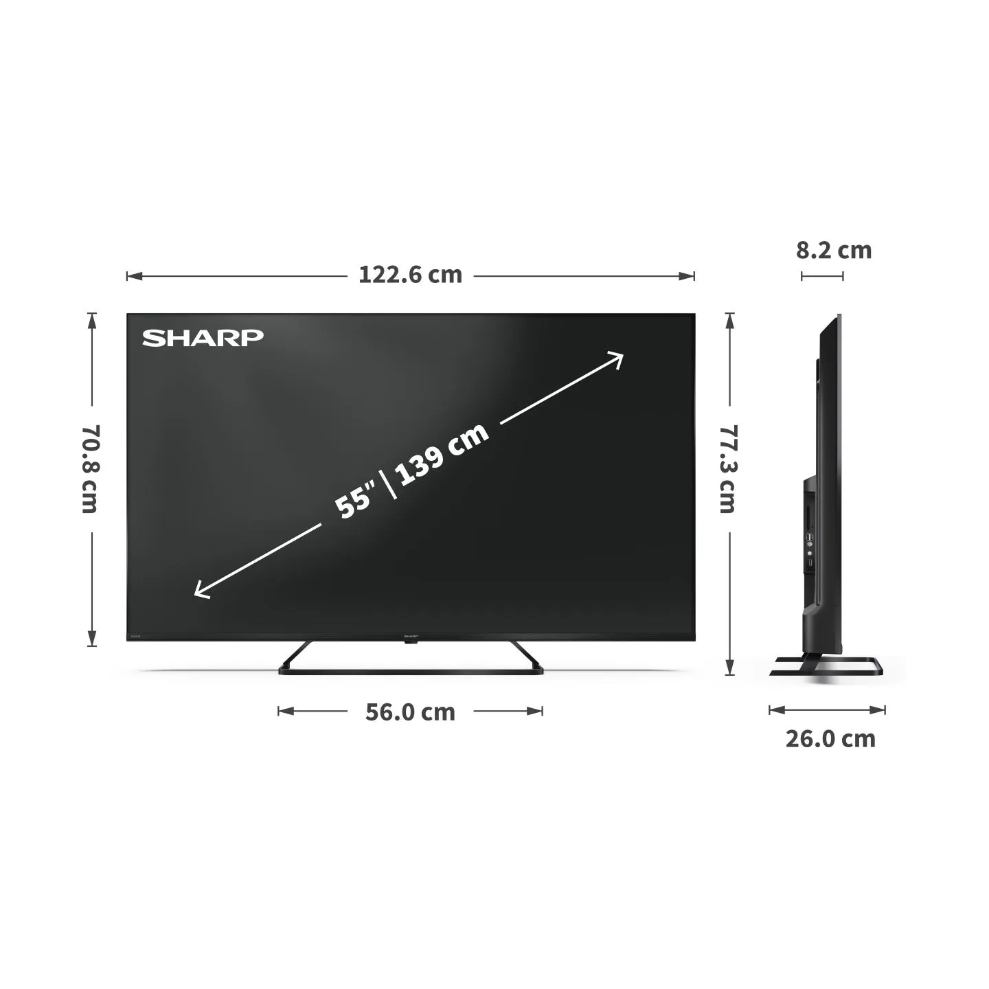Sharp | 55HP6265E | 55 | Smart TV | Google TV | UHD | Black