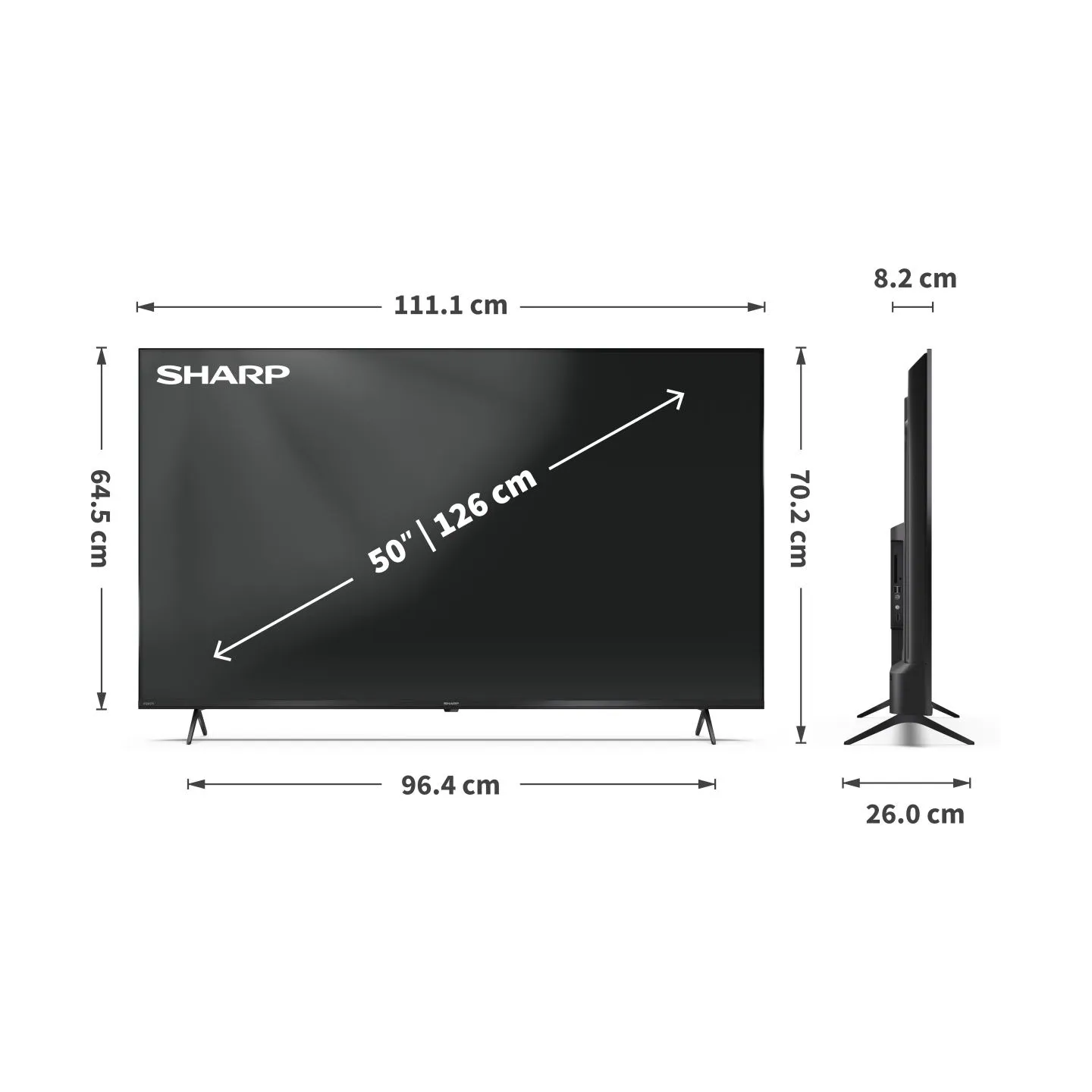 Sharp | 50HP5265E | 50 | Smart TV | Google TV | UHD | Black