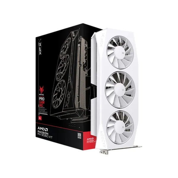 XFX Mercury AMD Radeon RX 9060XT OC White Gaming Edition with 16GB GDDR6 HDMI 2xDP, AMD RDNA 4