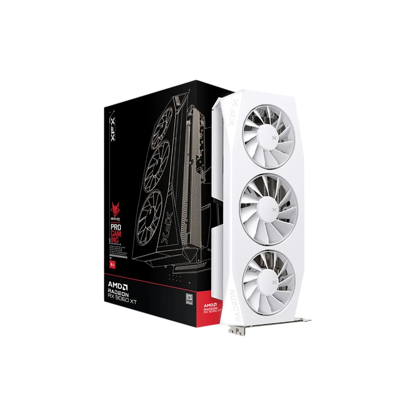 XFX Mercury AMD Radeon RX 9060XT OC White Gaming Edition with 16GB GDDR6 HDMI 2xDP, AMD RDNA 4