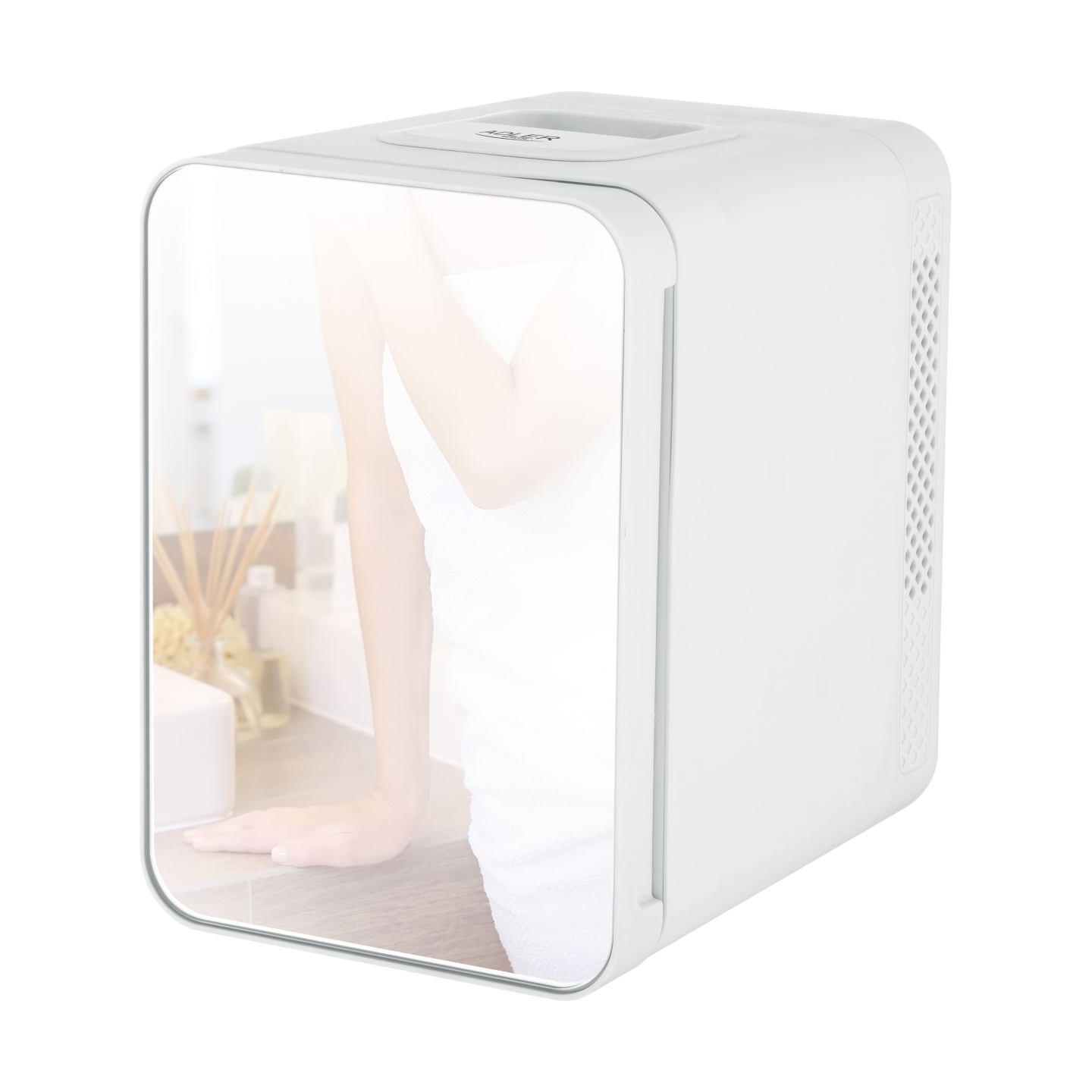 Adler | Mini refrigerator with mirror | AD 8085 | Free standing | Larder | Height 27 cm | Fridge net capacity 4 L | White