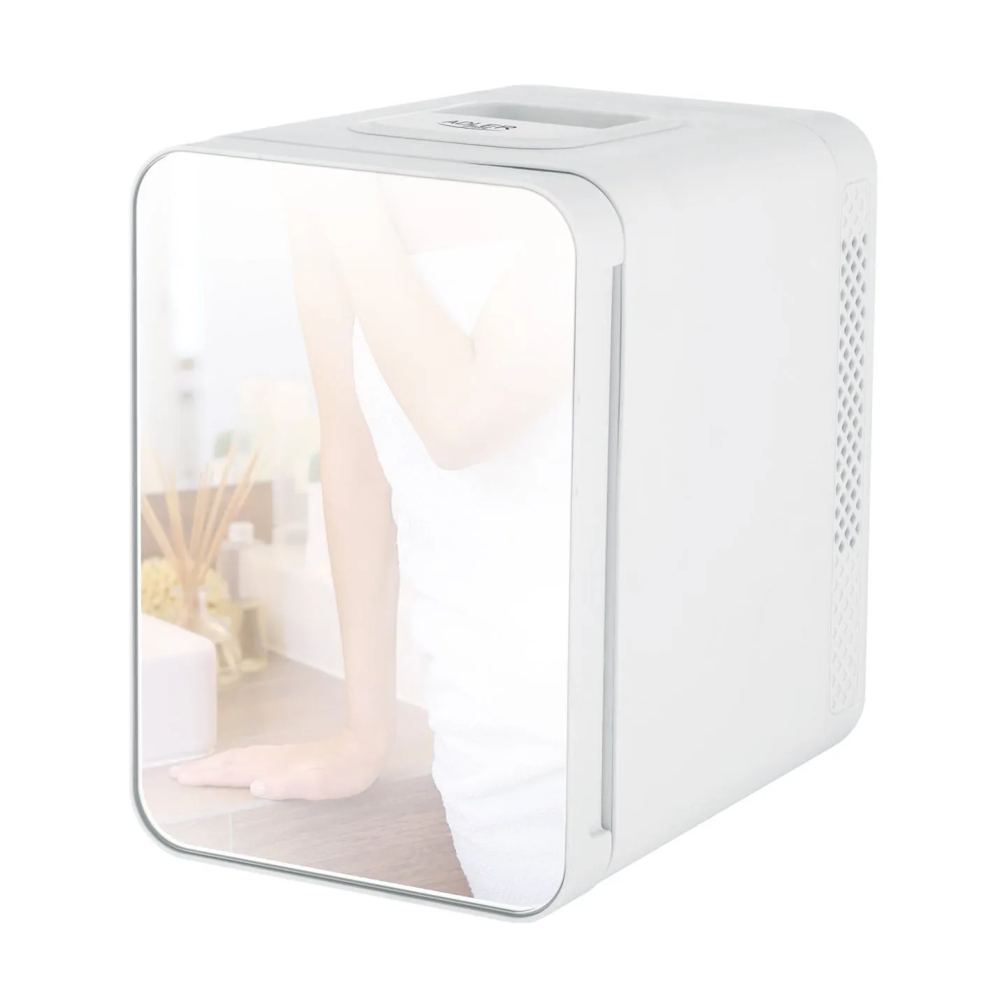 Adler | Mini refrigerator with mirror | AD 8085 | Free standing | Larder | Height 27 cm | Fridge net capacity 4 L | White