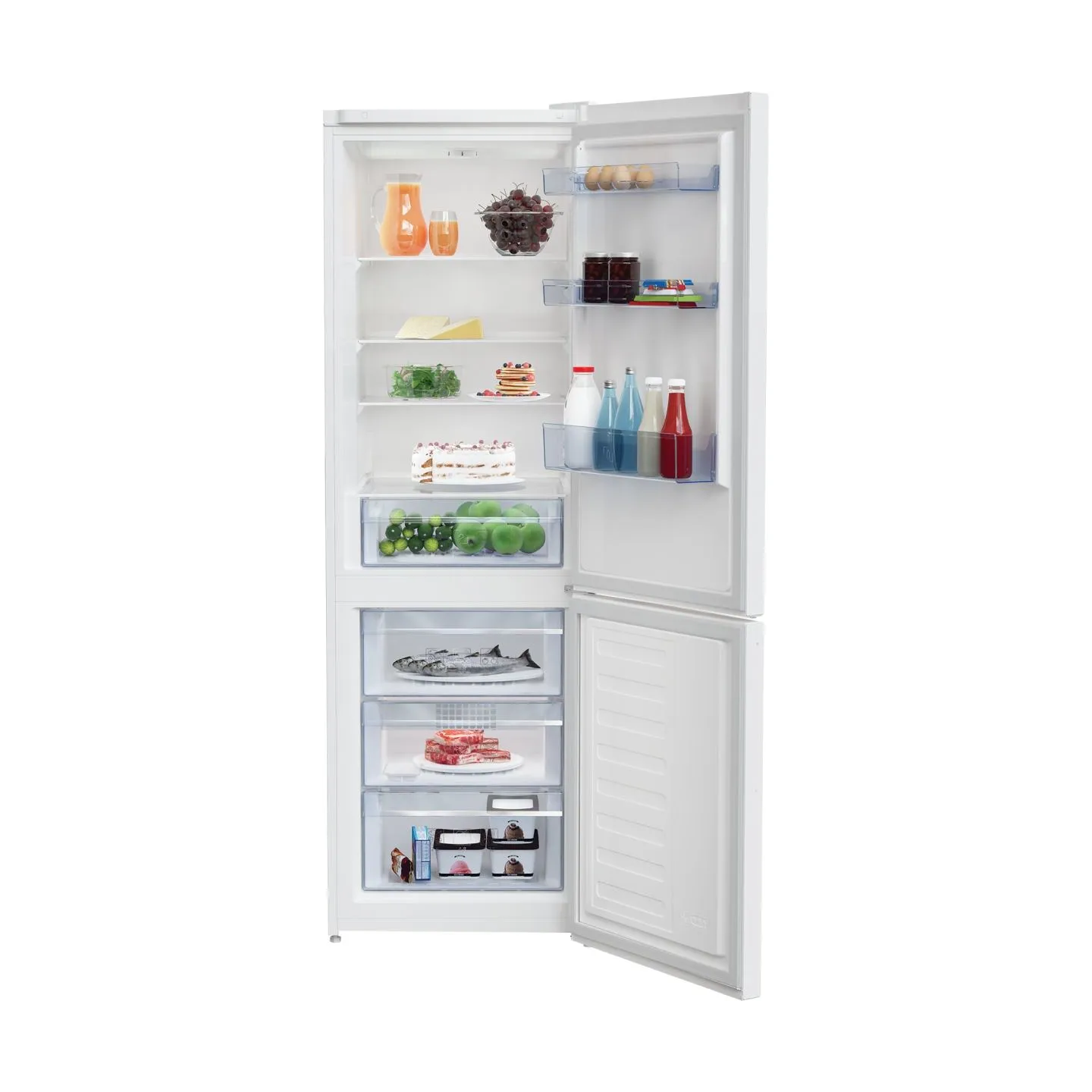 Beko Refrigerator | RCSA366K40WN | Energy efficiency class E | Free standing | Combi | Height 185.2 cm | Fridge net capacity 223