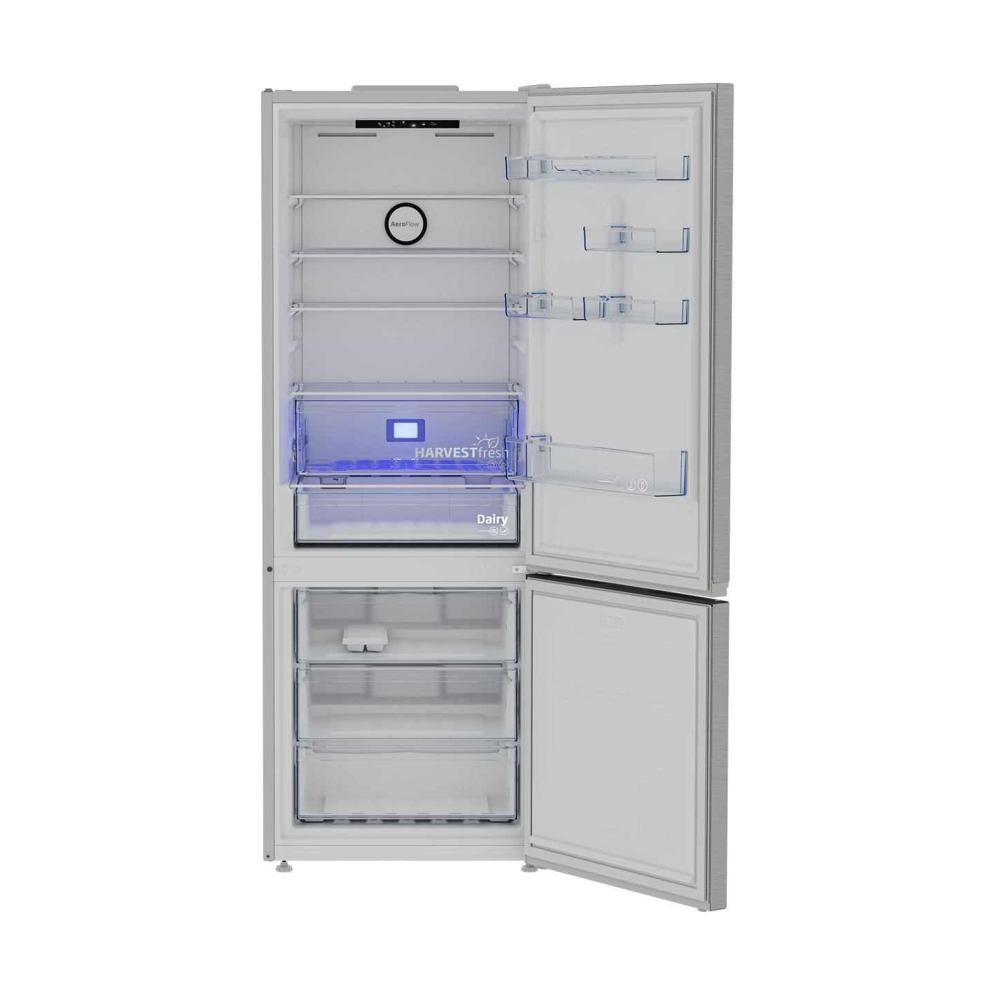 Beko Refrigerator | B3RCNE564HXB | Energy efficiency class E | Free standing | Combi | Height 192 cm | No Frost system | Fridge 