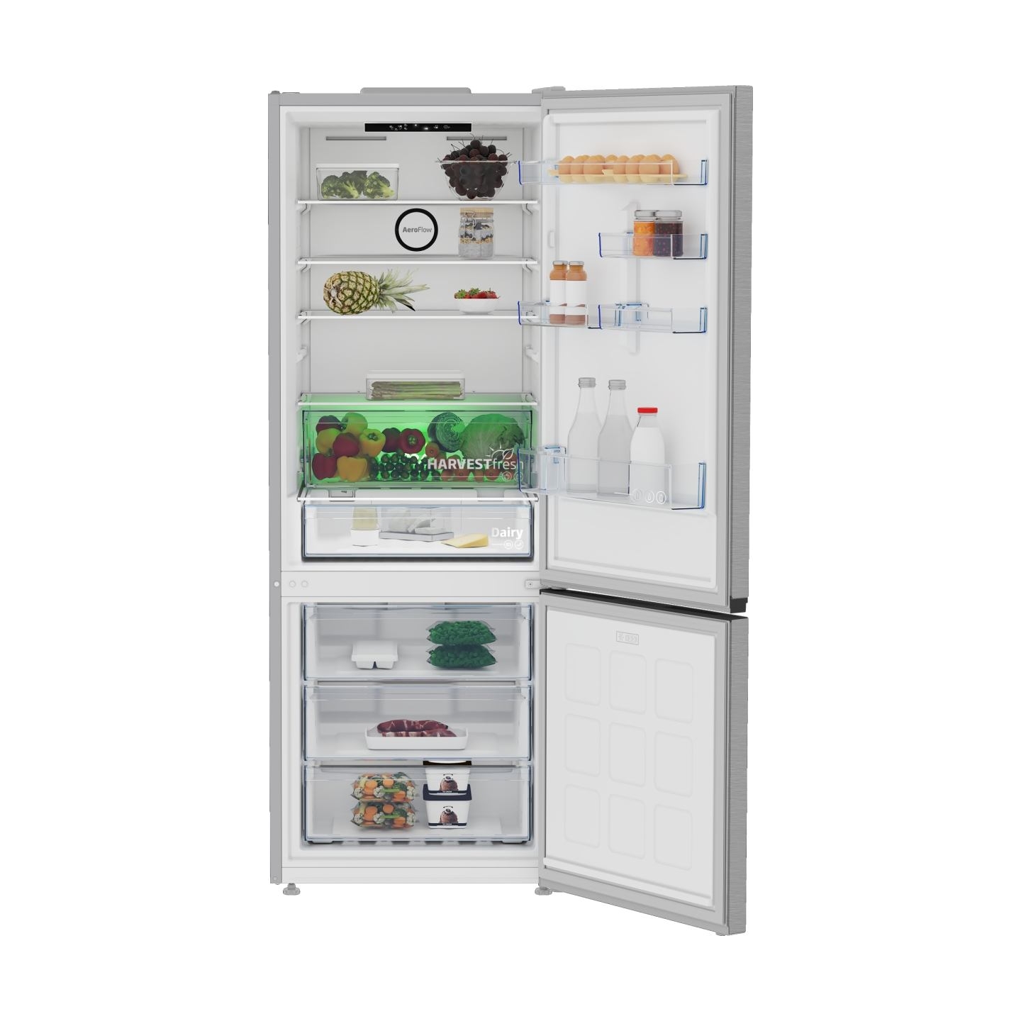 Beko Refrigerator | B3RCNE564HXB | Energy efficiency class E | Free standing | Combi | Height 192 cm | No Frost system | Fridge 