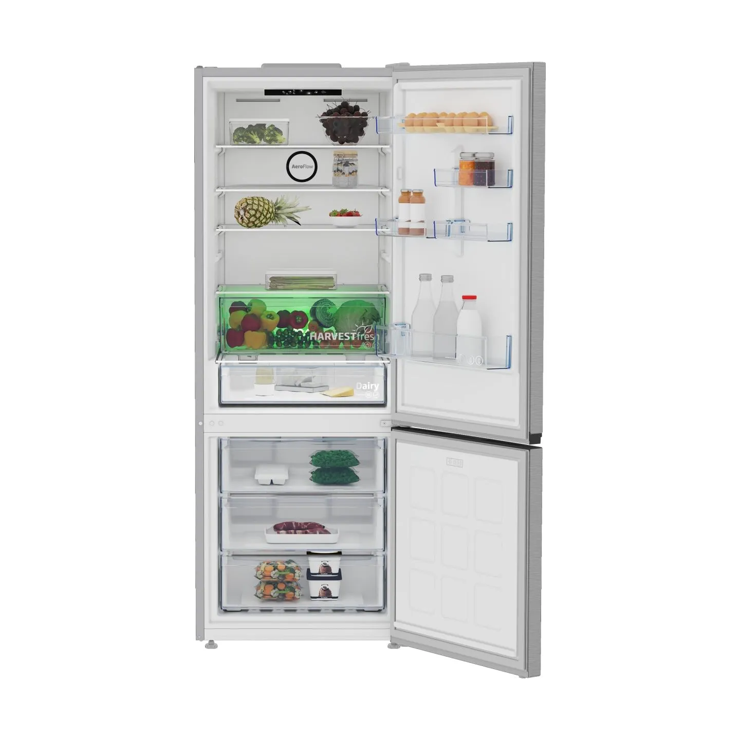Beko Refrigerator | B3RCNE564HXB | Energy efficiency class E | Free standing | Combi | Height 192 cm | No Frost system | Fridge 