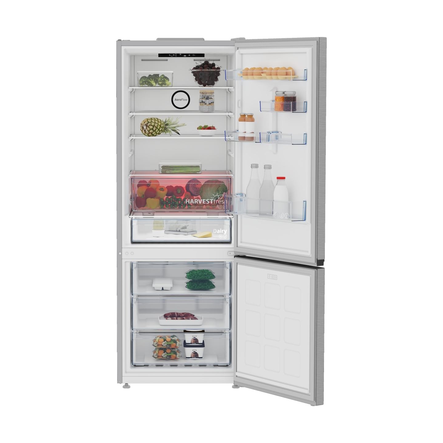 Beko Refrigerator | B3RCNE564HXB | Energy efficiency class E | Free standing | Combi | Height 192 cm | No Frost system | Fridge 