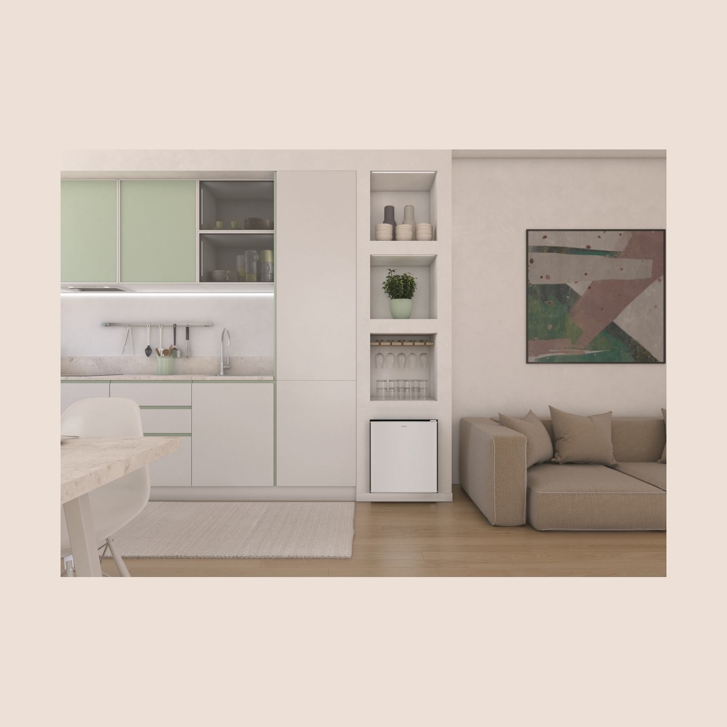 Candy | Refrigerator | CHASD4351EWC | Energy efficiency class E | Free standing | Larder | Height 51 cm | Fridge net capacity 42