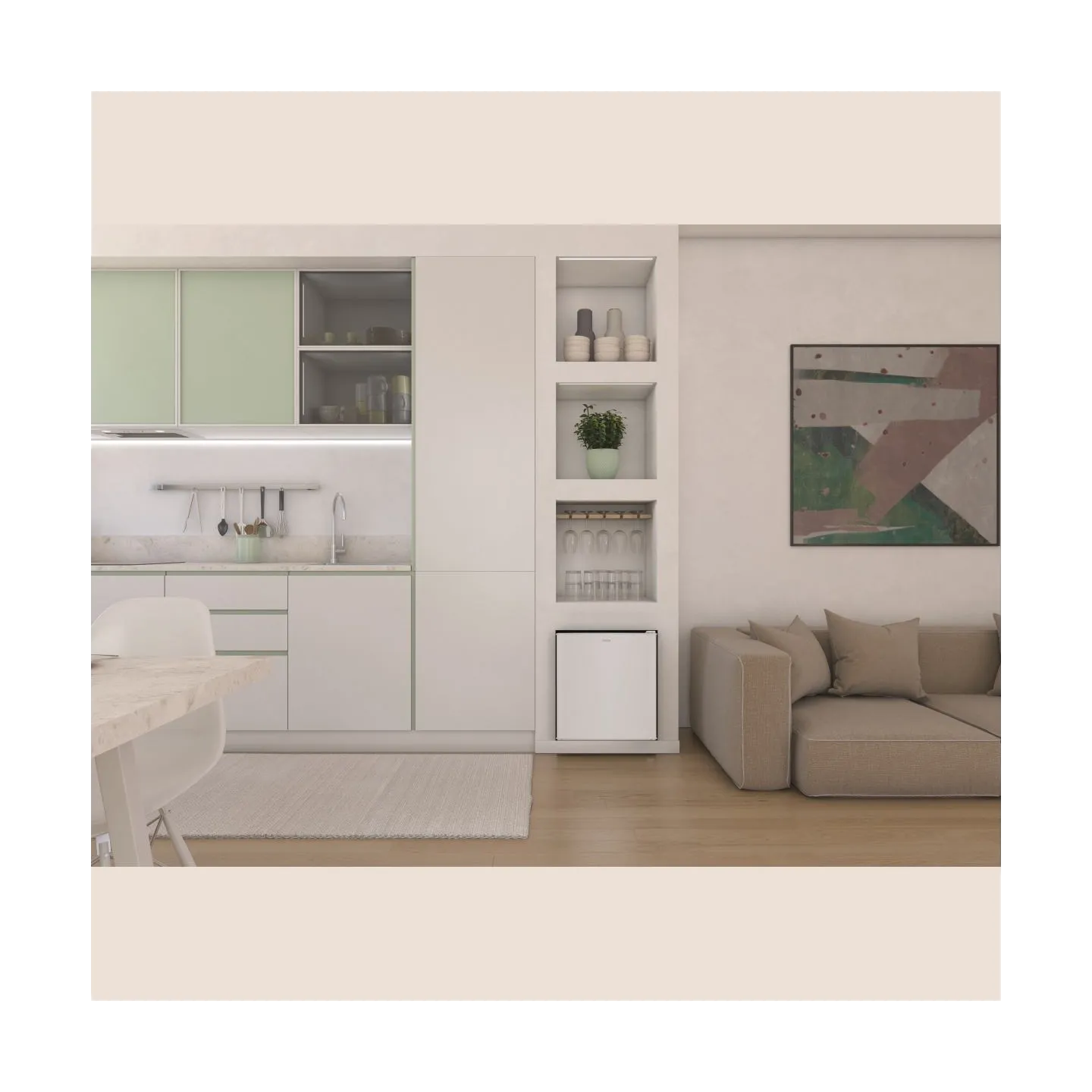 Candy | Refrigerator | CHASD4351EWC | Energy efficiency class E | Free standing | Larder | Height 51 cm | Fridge net capacity 42