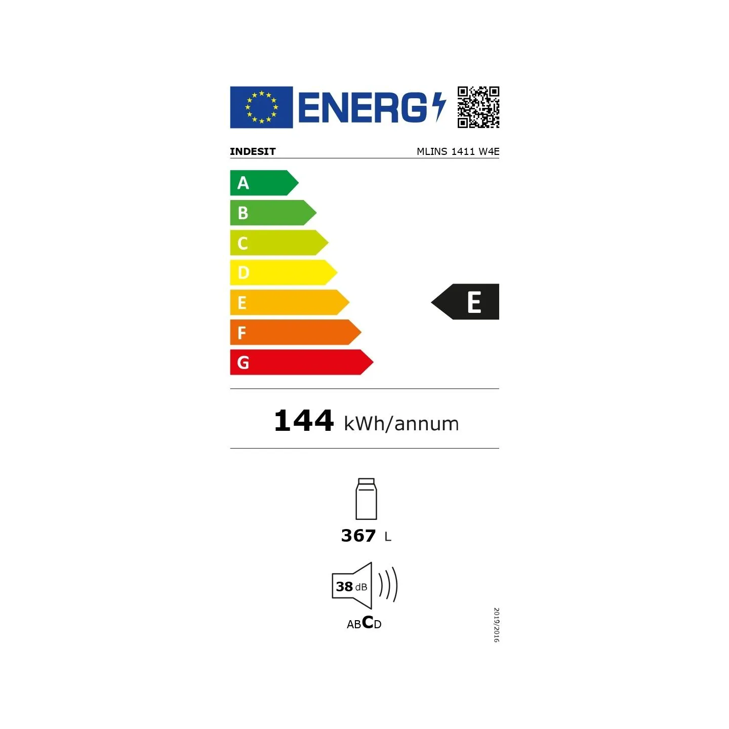 Indesit Refrigerator | MLINS 1411 W4E | Energy efficiency class E | Free standing | Larder | Height 171.4 cm | Fridge net capaci