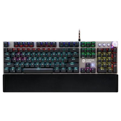 Canyon Nightfall GK-7, Wired Gaming Keyboard,Black 104 mechanical switches,60 million times key life, 22 types of lights,Removab
