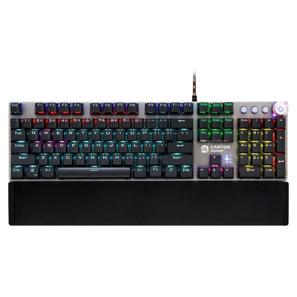 Canyon Nightfall GK-7, Wired Gaming Keyboard,Black 104 mechanical switches,60 million times key life, 22 types of lights,Removab