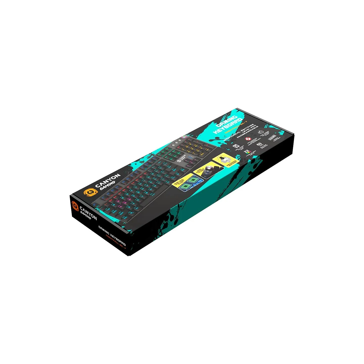 Canyon Nightfall GK-7, Wired Gaming Keyboard,Black 104 mechanical switches,60 million times key life, 22 types of lights,Removab