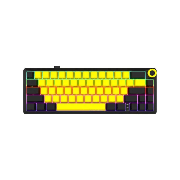 Lorgar KBP70MW, Wireless 65% Mechanical Gaming Keyboard Pro, Black/yellow, EN layout