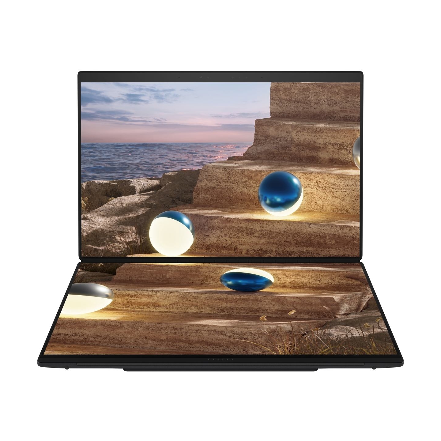Asus | Zenbook Duo UX8407AA-SN066W | Moher Gray | 14 " | OLED | Touchscreen | 2.8K | 2880 x 1800 pixels | 144 Hz | Anti-Reflecti
