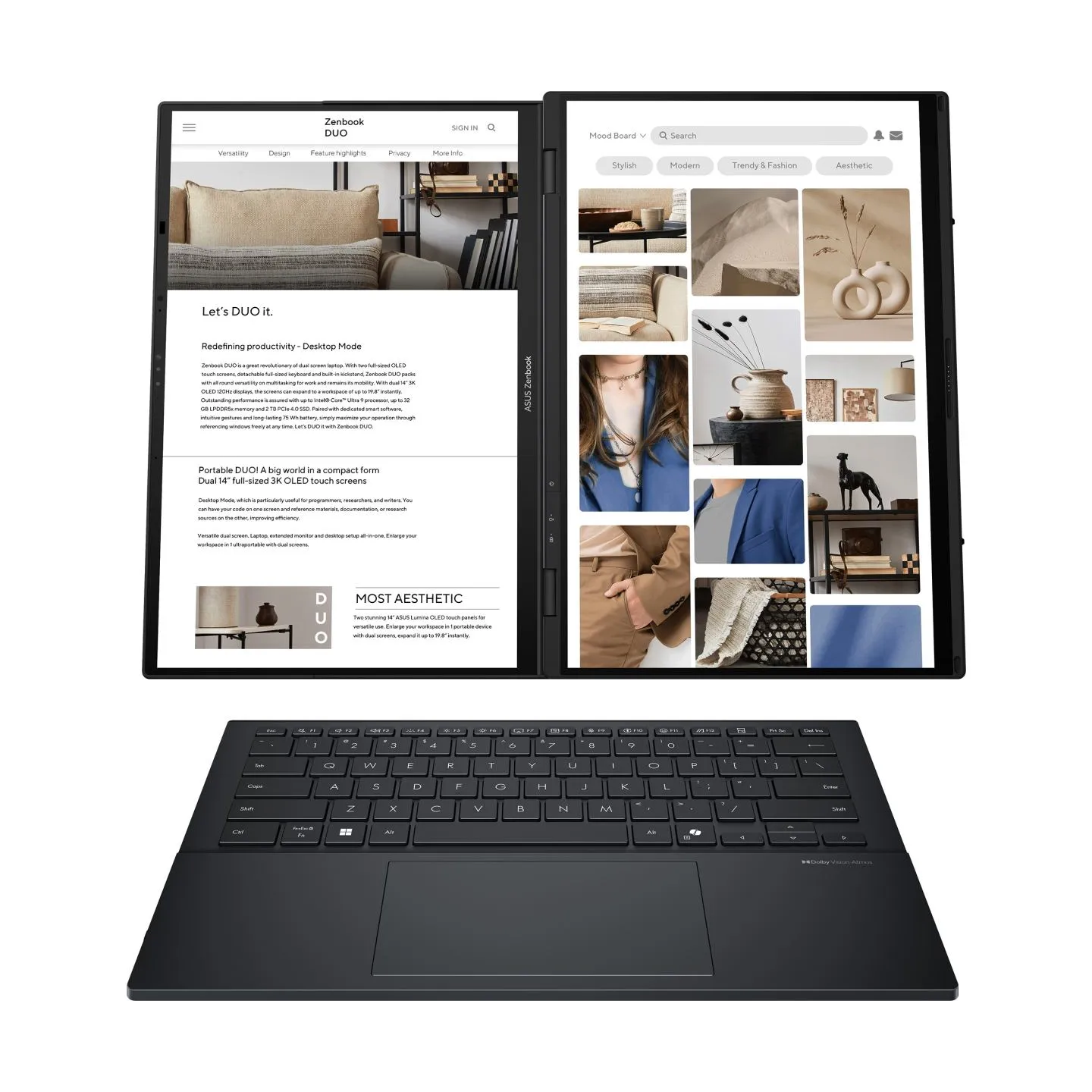 Asus | Zenbook Duo UX8406CA-QL287W | Inkwell Gray | 14 " | OLED | Touchscreen | FHD | 1920 x 1200 pixels | Intel Core Ultra 7 | 