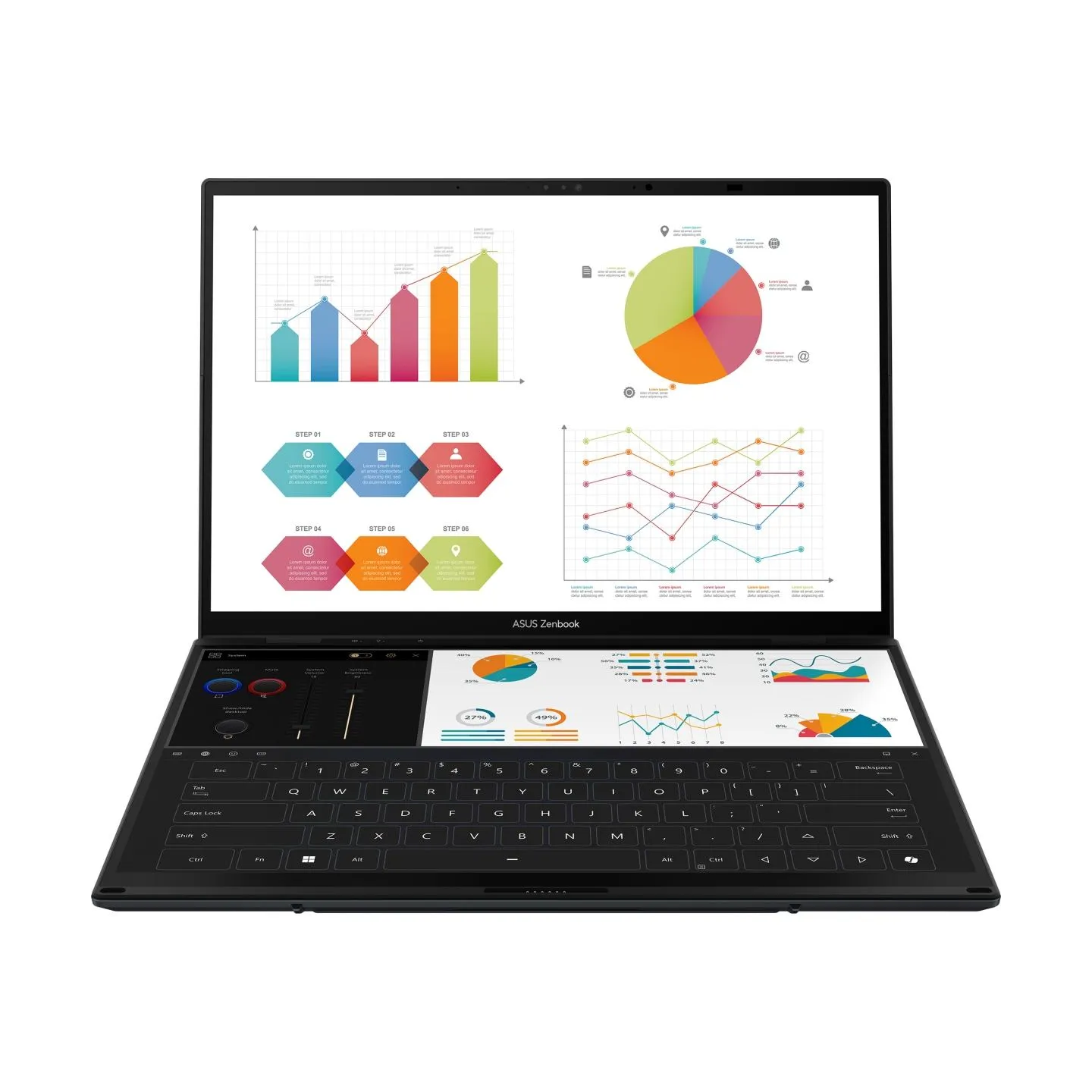 Asus | Zenbook Duo UX8406CA-QL287W | Inkwell Gray | 14 " | OLED | Touchscreen | FHD | 1920 x 1200 pixels | Intel Core Ultra 7 | 