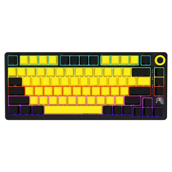 Lorgar KBP7075W, Wireless 75% Mechanical Gaming Keyboard Pro, Black/yellow, EN layout