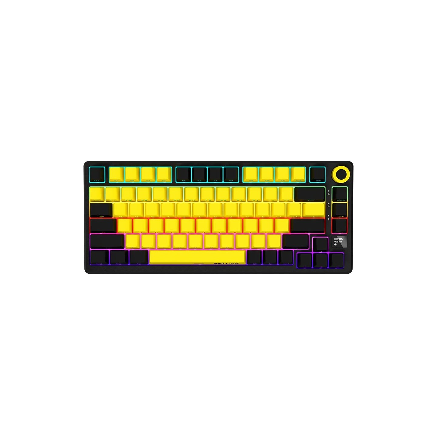 Lorgar KBP7075W, Wireless 75% Mechanical Gaming Keyboard Pro, Black/yellow, EN layout