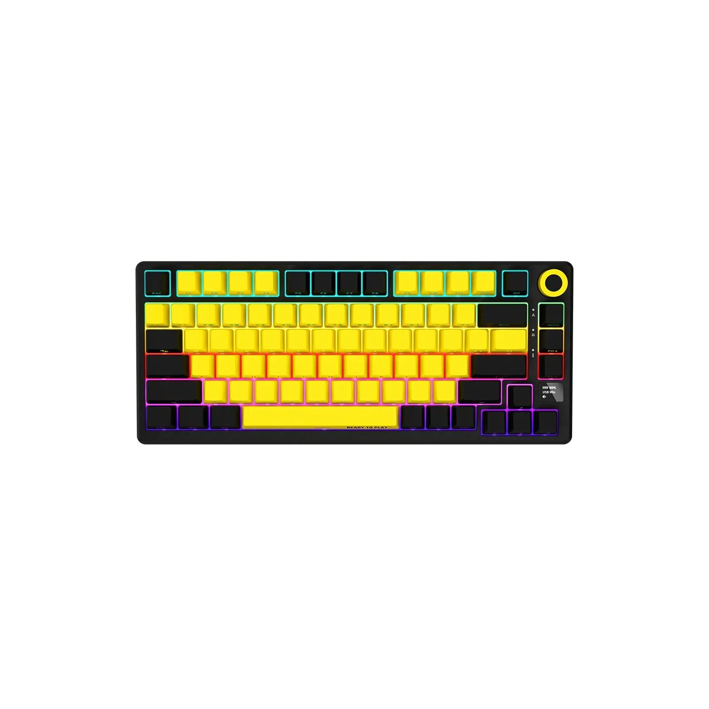 Lorgar KBP7075W, Wireless 75% Mechanical Gaming Keyboard Pro, Black/yellow, EN layout