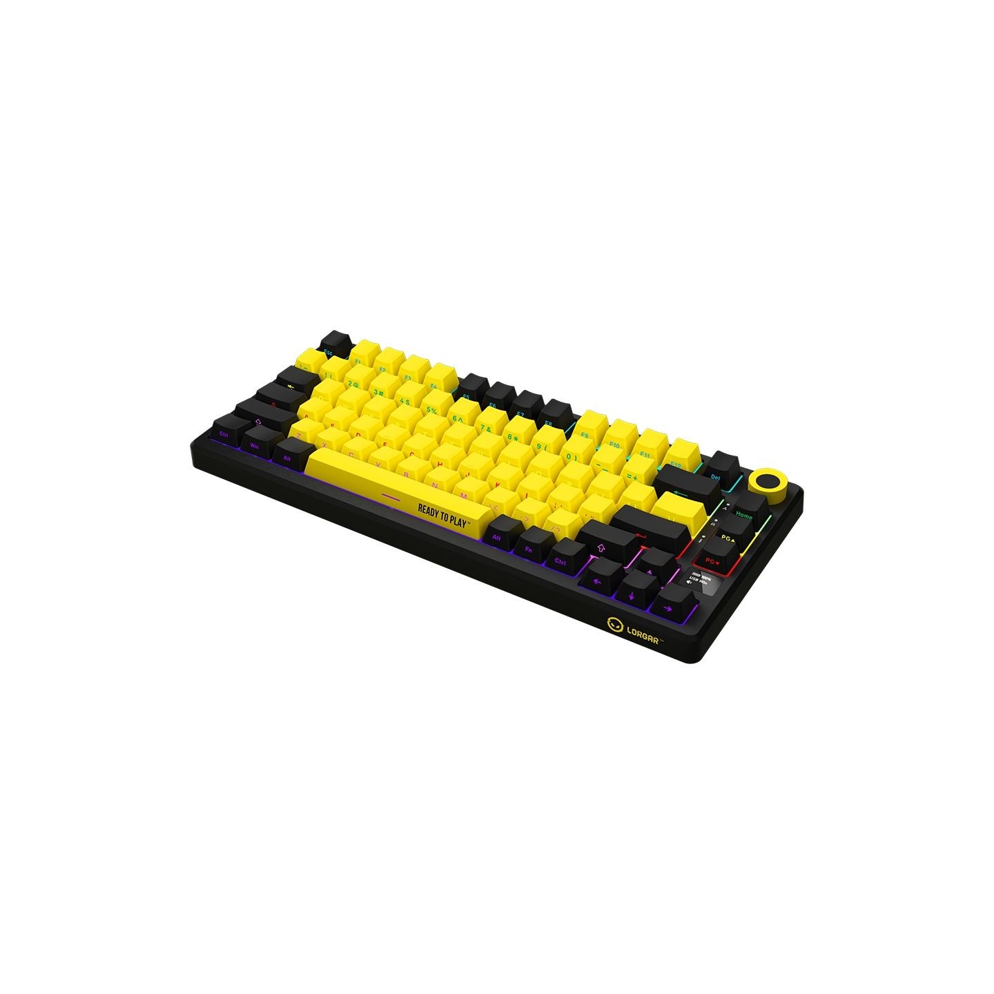 Lorgar KBP7075W, Wireless 75% Mechanical Gaming Keyboard Pro, Black/yellow, EN layout