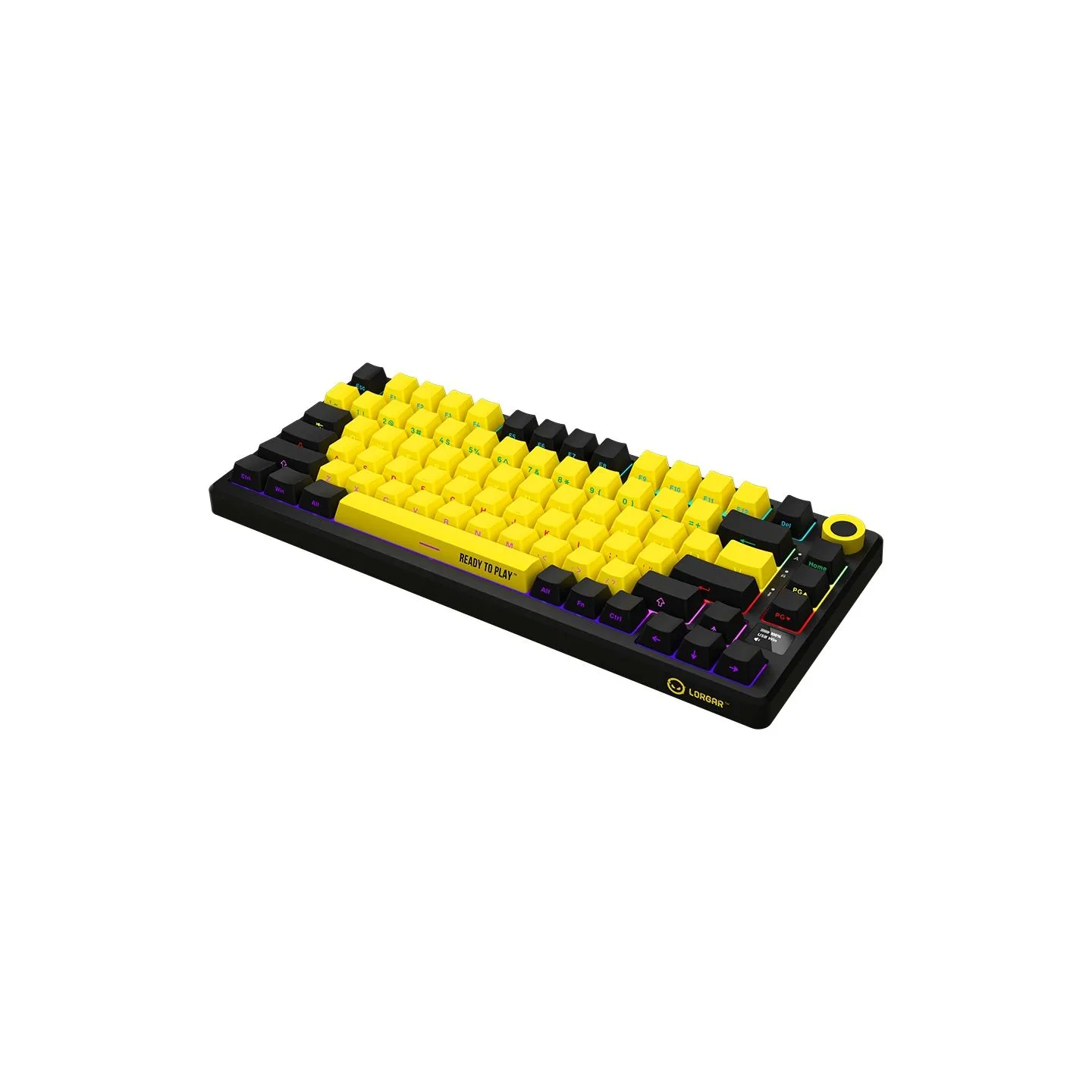 Lorgar KBP7075W, Wireless 75% Mechanical Gaming Keyboard Pro, Black/yellow, EN layout