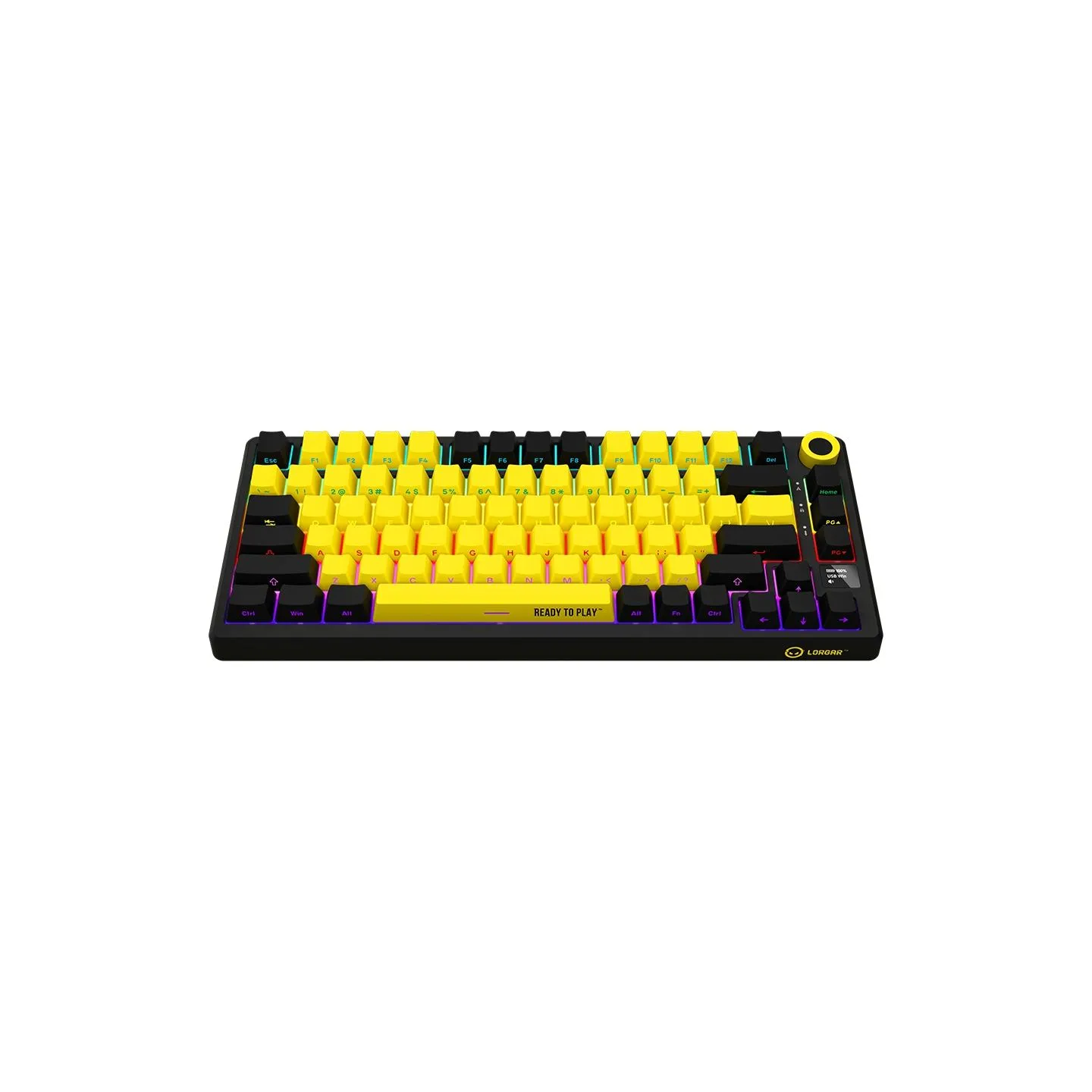 Lorgar KBP7075W, Wireless 75% Mechanical Gaming Keyboard Pro, Black/yellow, EN layout