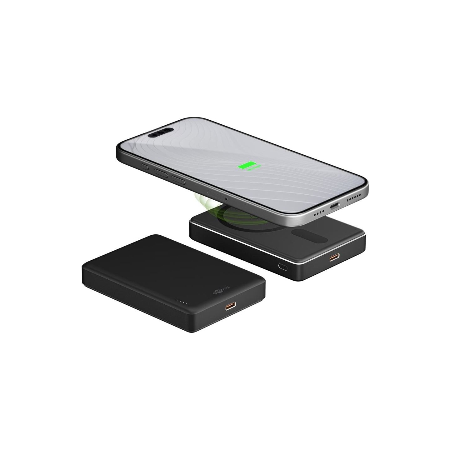 Goobay Magnetic Wireless Power Bank | 70183 | 10000 mAh | USB-C | Black