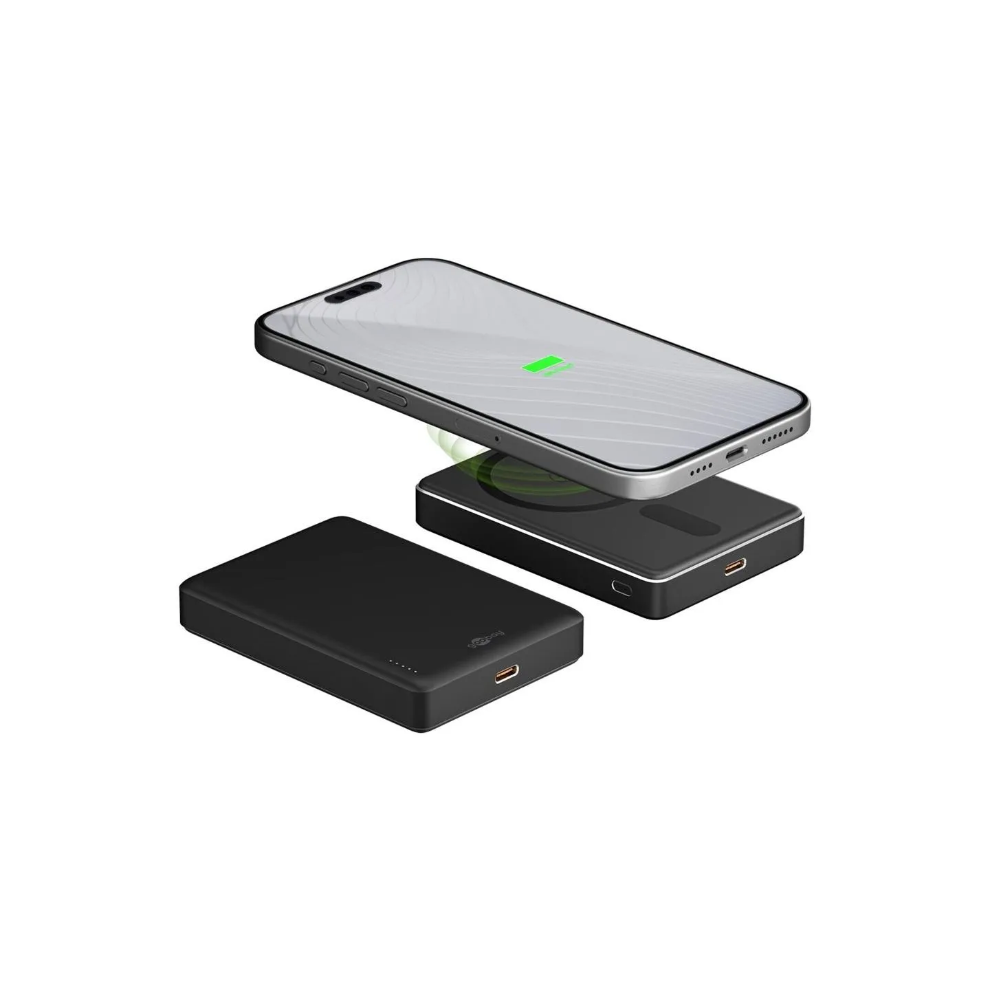 Goobay Magnetic Wireless Power Bank | 70183 | 10000 mAh | USB-C | Black