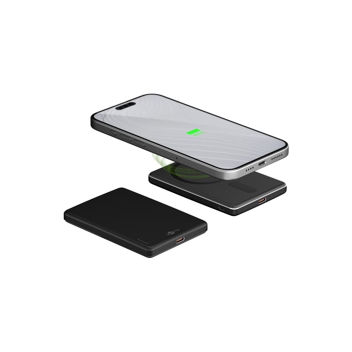 Goobay Magnetic Wireless Power Bank | 70182 | 5000 mAh | USB-C | Black